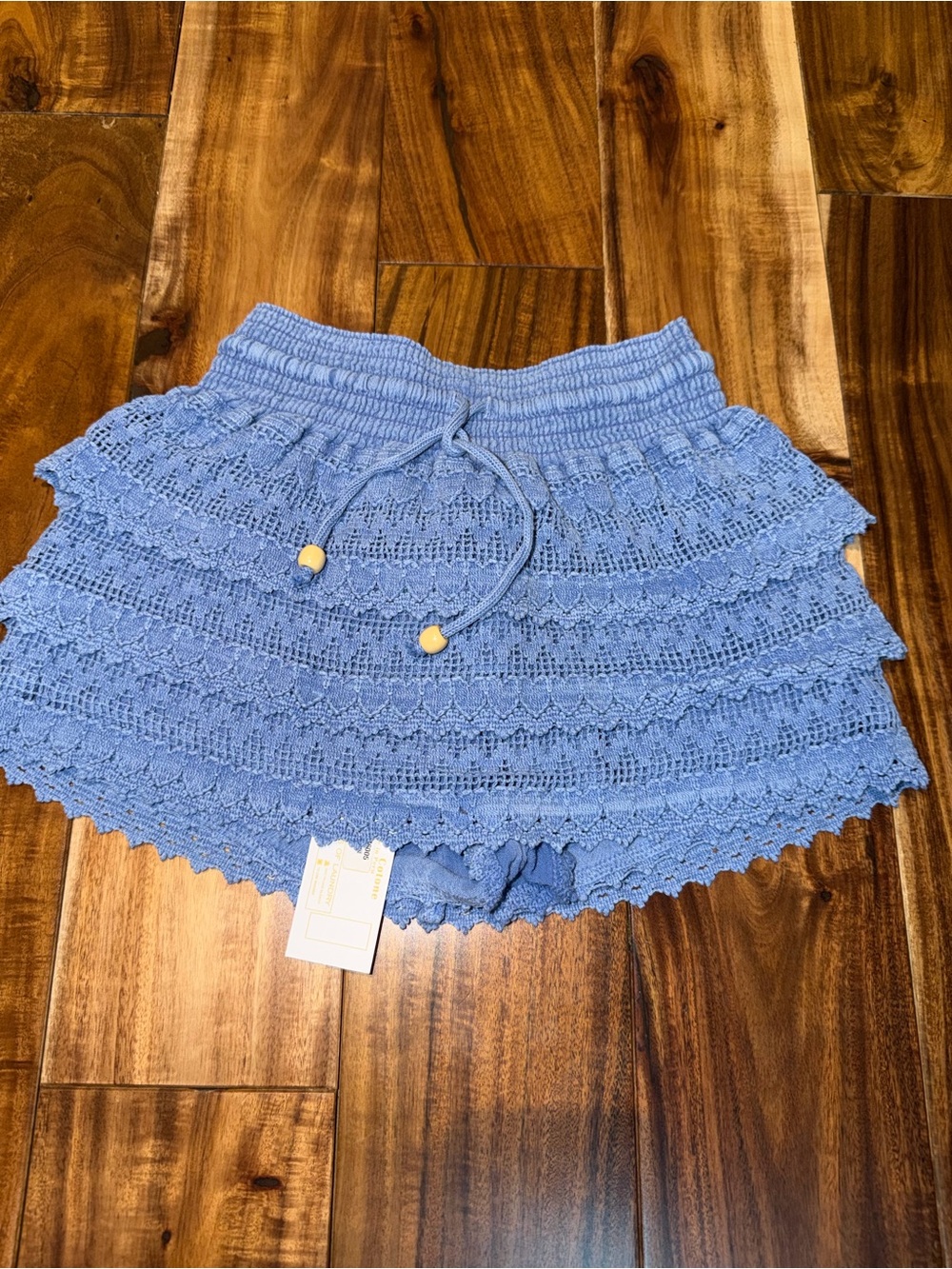 Blancobynature - Blue Crochet Lace Ruffle Women's Shorts